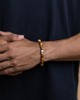 Preview: 8-mm-Armband mit orangefarbenem Tigerauge-Stein - Fire